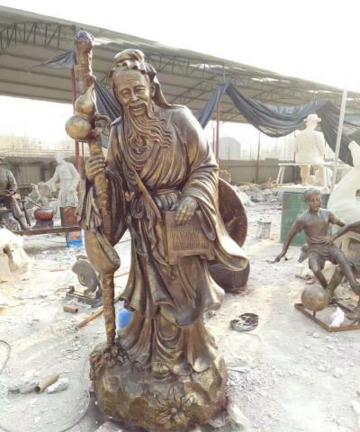 企業園林仿銅彩繪孫思邈玻璃鋼雕塑