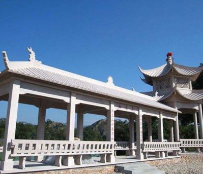 景區海邊擺放仿古長廊休閑座椅涼亭