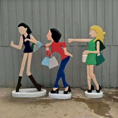 商場園林不銹鋼剪影抽象購物人