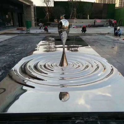 廣場水景不銹鋼水波紋景觀水滴雕塑