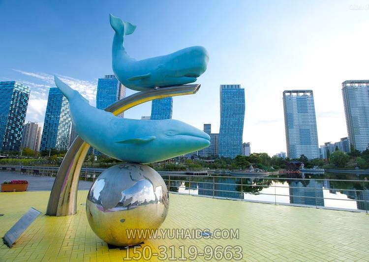 玻璃鋼戶外園林廣場(chǎng)景觀鯨魚(yú)雕塑