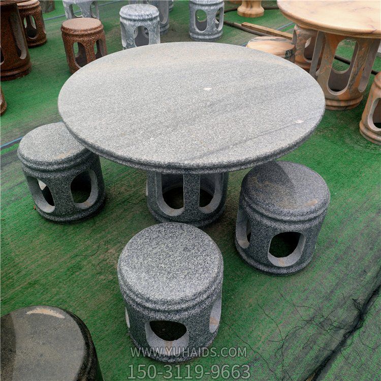 大理石石雕戶外園林景觀石桌石凳雕塑