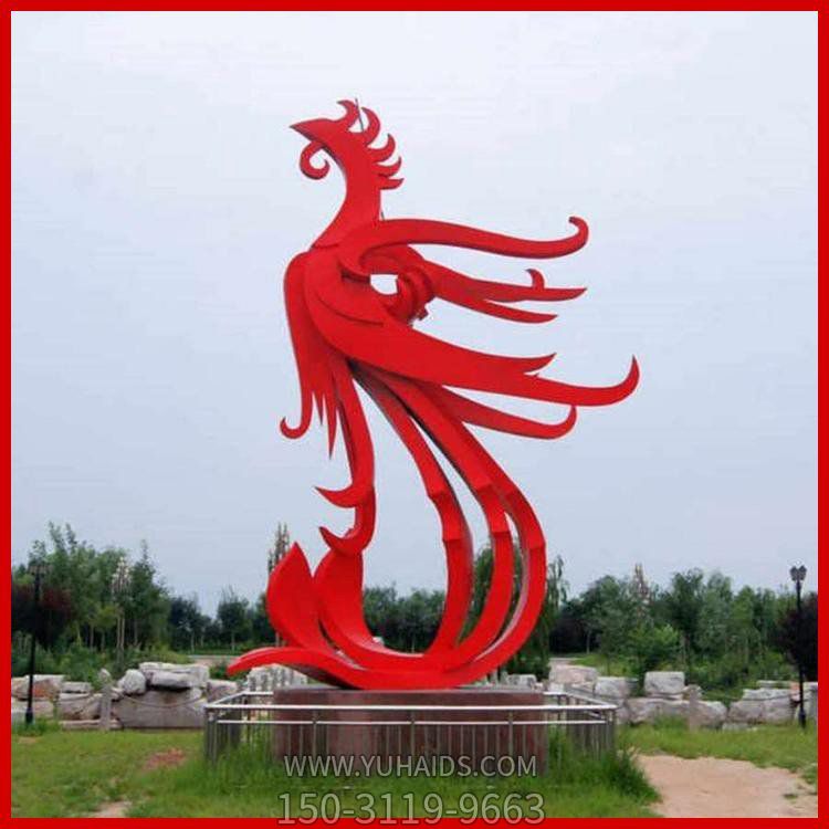 不銹鋼戶外抽象鳳凰雕塑