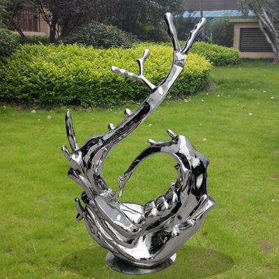 不銹鋼鏡面創意海浪浪花水景雕塑