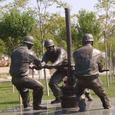 鉆井，民俗生活人物銅雕場景雕塑