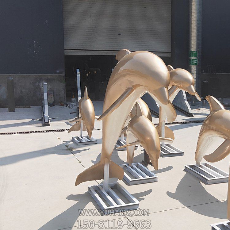 不銹鋼戶(hù)外園林景觀海豚雕塑