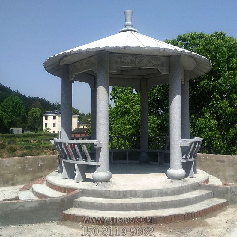 仿古建筑青石欄桿景區花園擺放休閑涼亭座椅雕塑