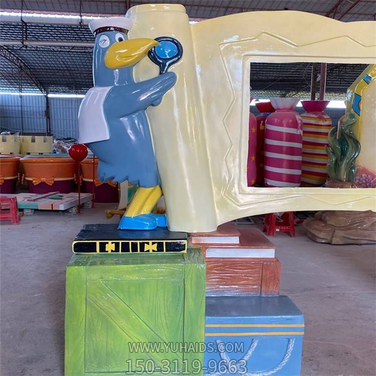 校園玻璃鋼彩繪創意動物景觀雕塑