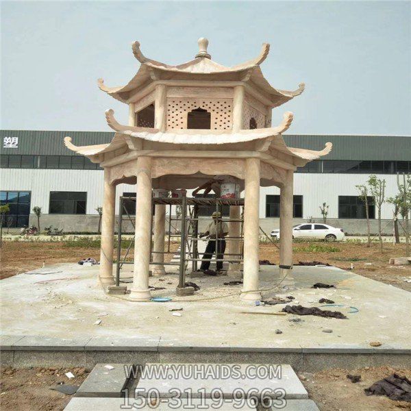 公園廣場(chǎng)景觀晚霞紅石涼亭長(zhǎng)廊雕塑