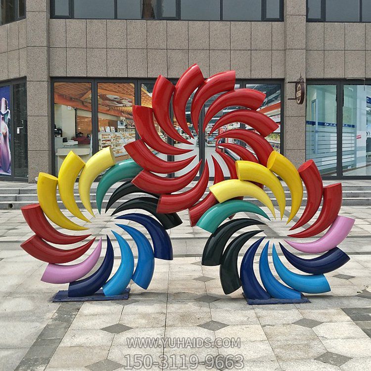 城市街道裝飾擺放不銹鋼彩繪抽象煙花亮化雕塑