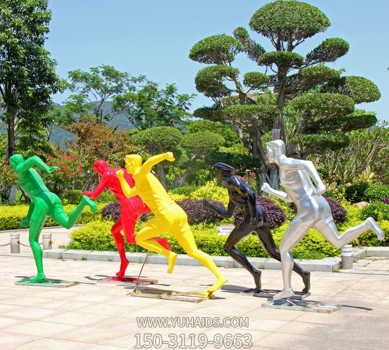 廣場戶外抽象跑步運(yùn)動人物玻璃鋼雕塑