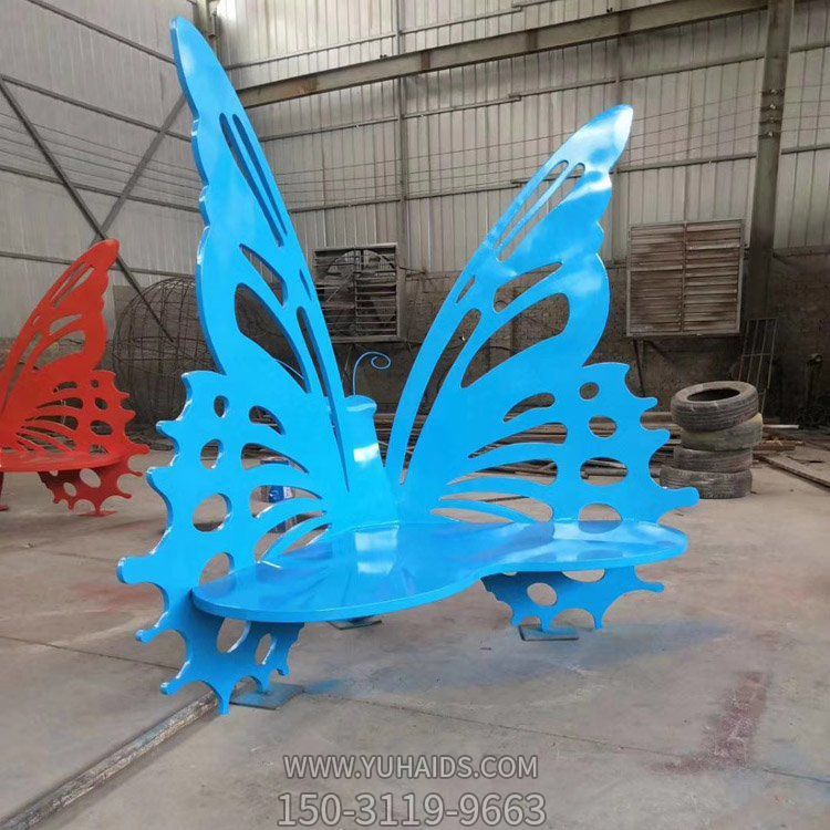 不銹鋼蝴蝶雕塑擺件 彩繪園林廣場動(dòng)物