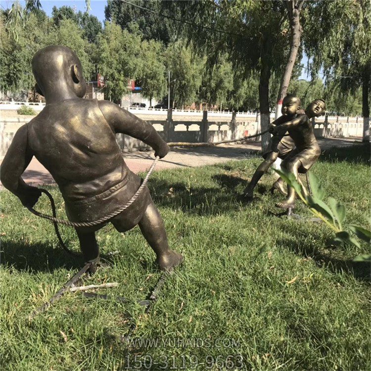 拔河，玻璃鋼民俗生活場景雕塑