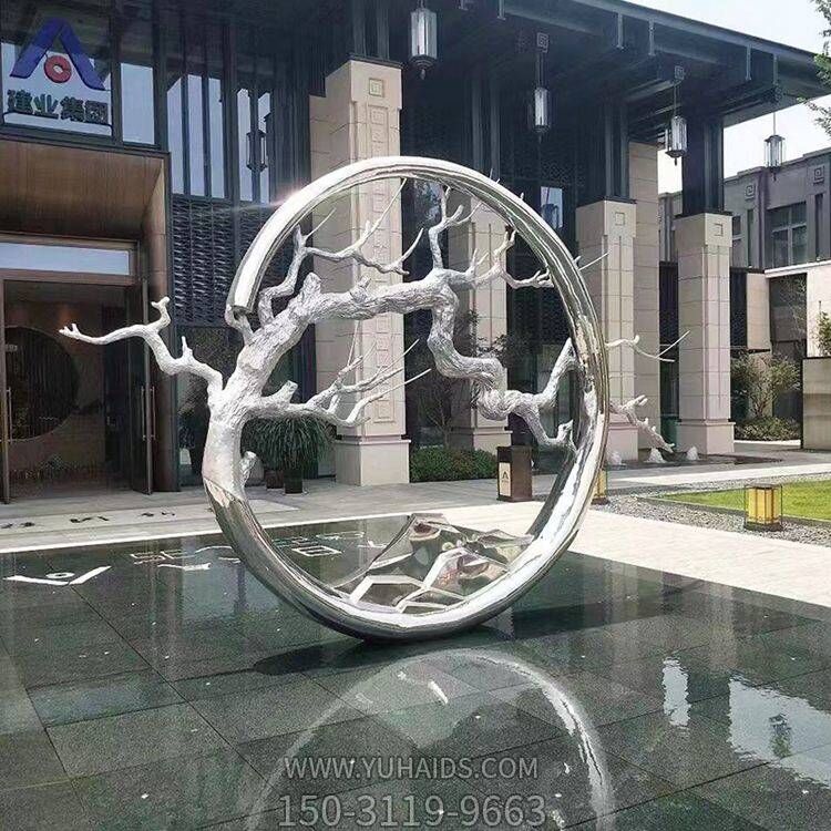 酒店會所不銹鋼鏡面樹枝圓環(huán)雕塑 酒店會所不銹鋼鏡面樹枝圓環(huán)雕塑