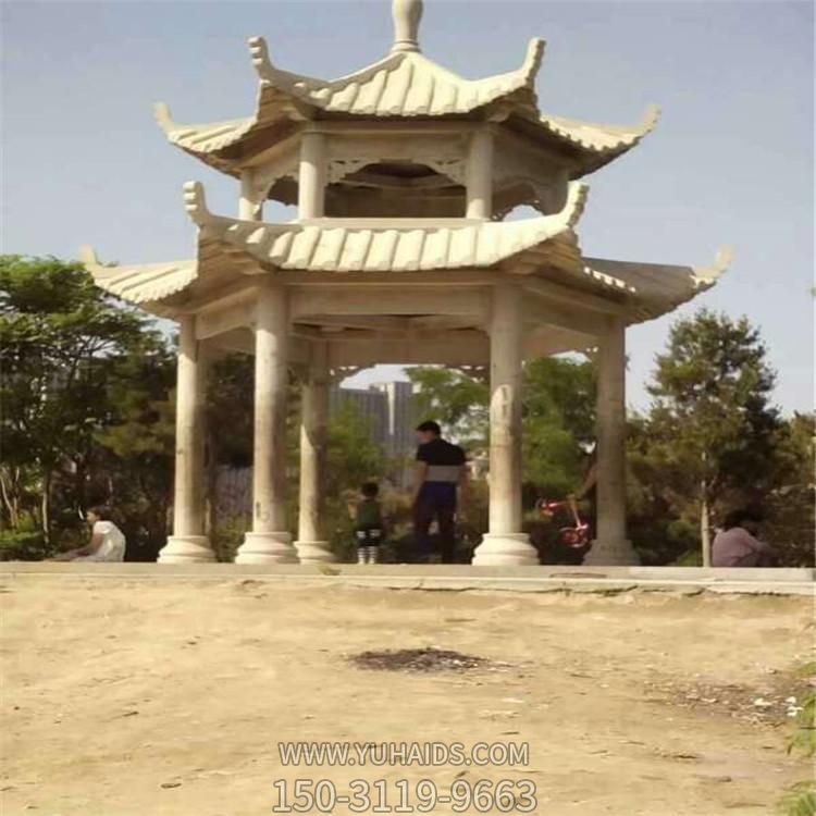 雙層戶(hù)外園林景觀中式六角涼亭雕塑