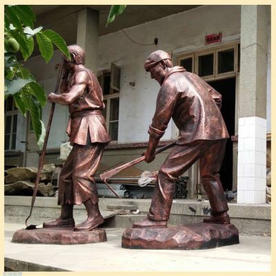 農(nóng)耕人物景觀玻璃鋼仿銅戶(hù)外街道擺件