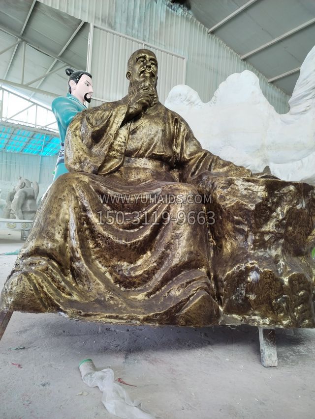 老中醫玻璃鋼仿銅古代人物雕塑