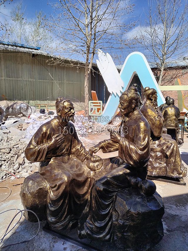 問診——玻璃鋼仿銅中醫(yī)藥主題人物雕塑