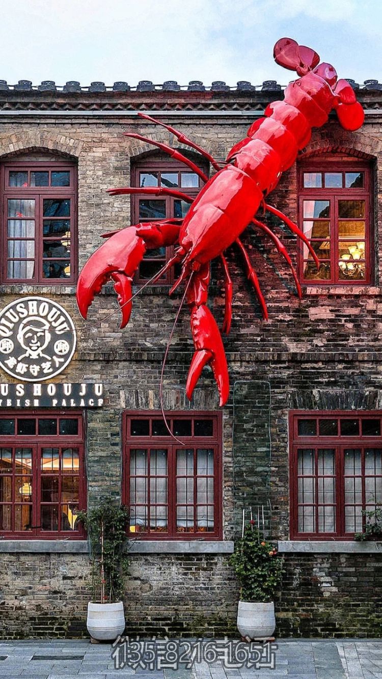 玻璃鋼仿真龍蝦門頭雕塑