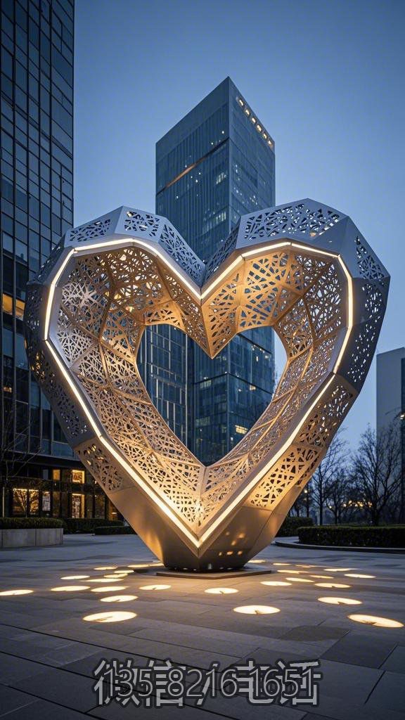 鏤空不銹鋼愛心雕塑