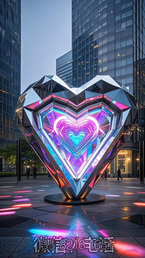 不銹鋼比心發光雕塑