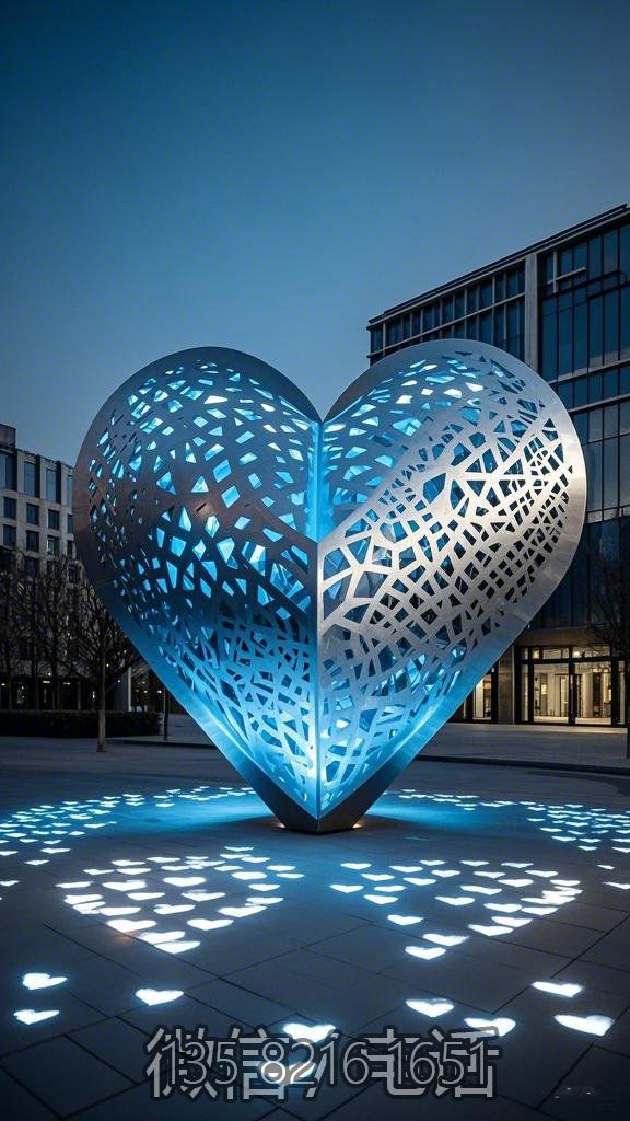 鏤空不銹鋼透光愛心雕塑