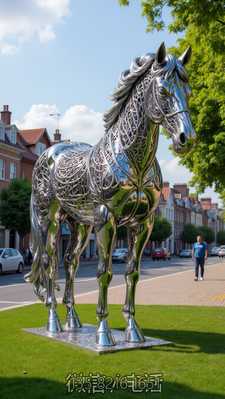 創意鏤空不銹鋼馬雕塑