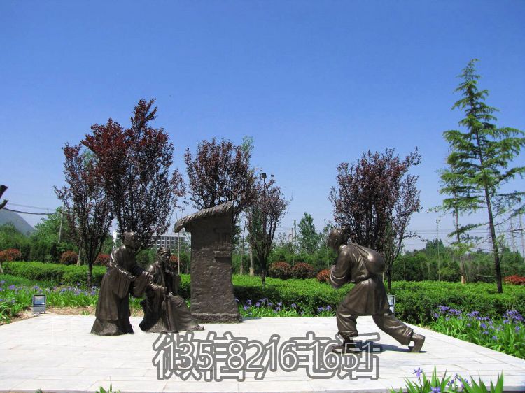 百里負(fù)米二十四孝鑄銅情景人物雕塑
