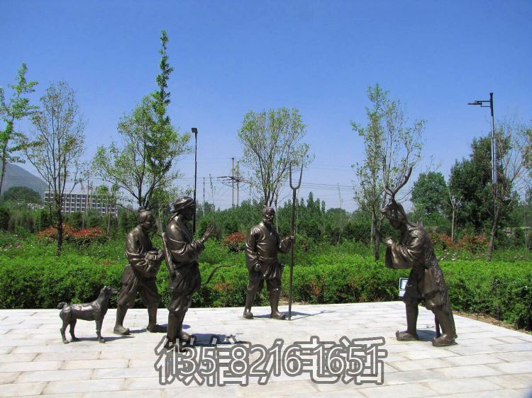 鹿乳奉親二十四孝鑄銅情景人物雕塑