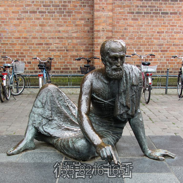 商業街景觀人物擺件阿基米德青銅雕塑