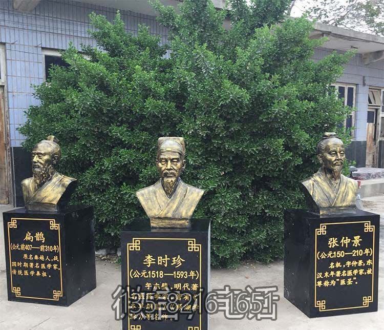 醫(yī)院學(xué)校廣場擺放鍍金扁鵲李時珍張仲景胸像古代人物銅雕