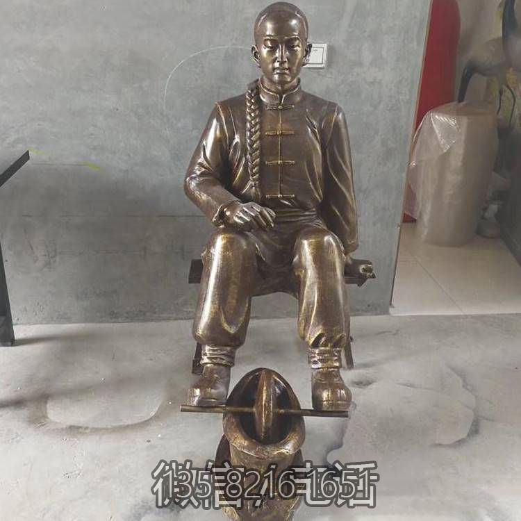 碾藥中醫藥文化人物雕塑