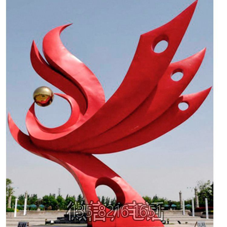 抽象不銹鋼鳳凰雕塑