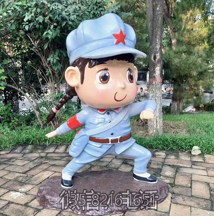 玻璃鋼卡通八路軍小品人物雕塑