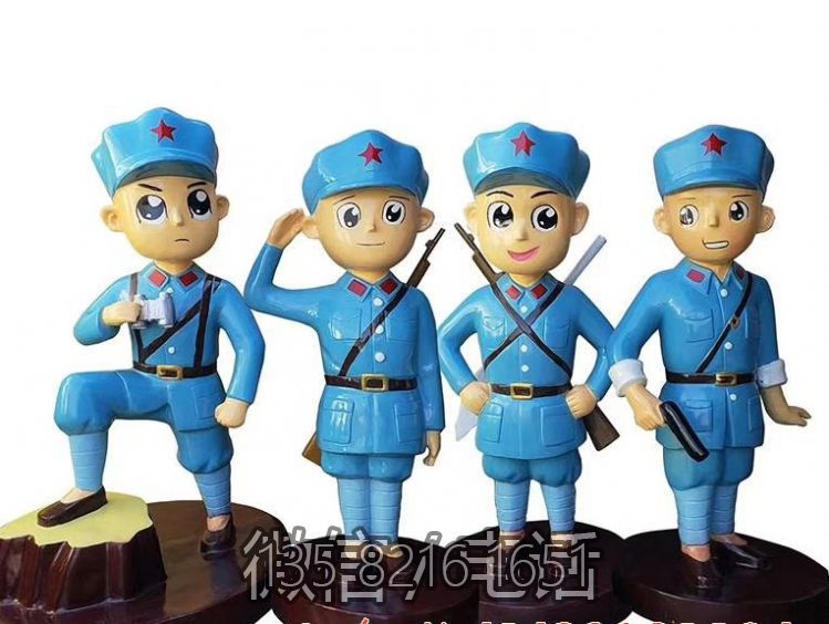 紅軍戰士卡通玻璃鋼八路軍雕塑