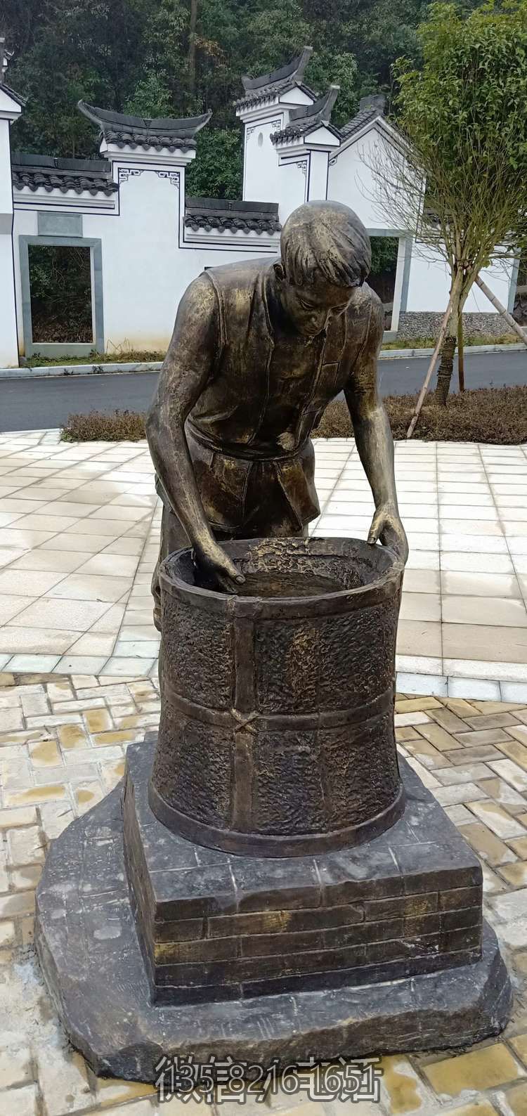 茶文化景區街道玻璃鋼洪青的人物雕塑