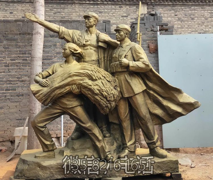 紅色文化玻璃鋼仿銅人物群雕