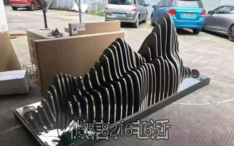 假山雕塑-不銹鋼假山雕塑水池景裝飾抽象立體鏤空鐵藝山形山峰山巒造型_712