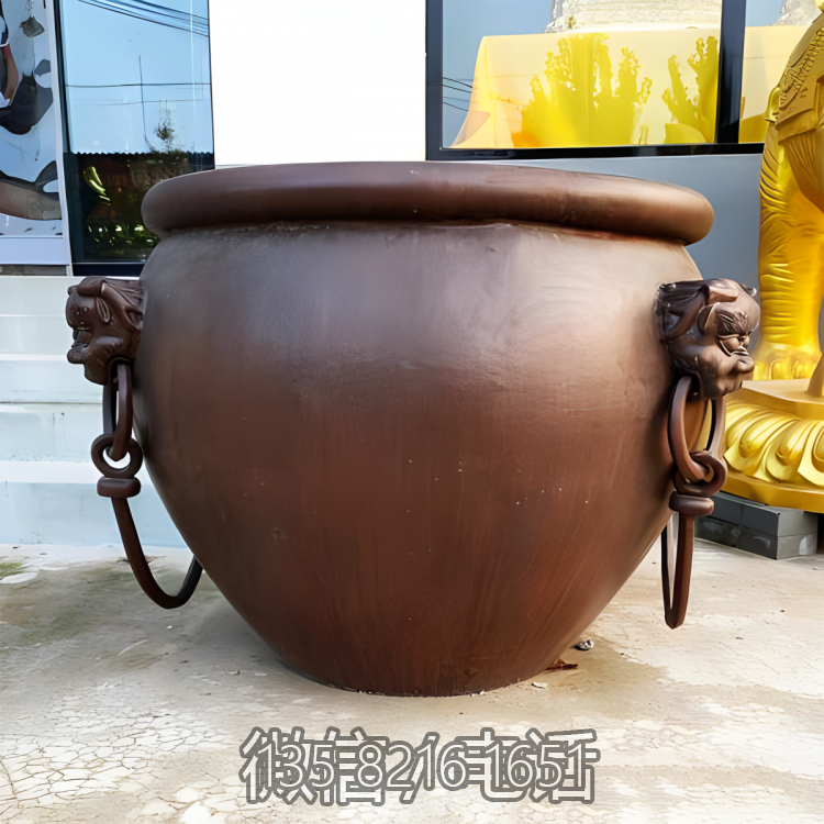 銅雕水缸