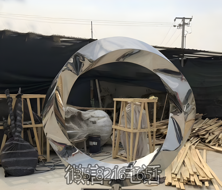 圓環雕塑-公園抽象不銹鋼鏡面圓環雕雕塑
