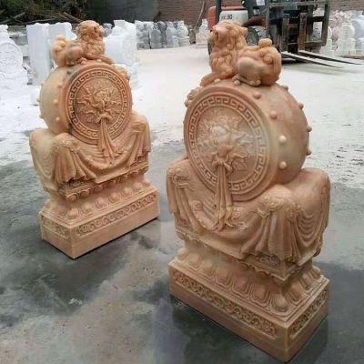 晚霞紅家用抱鼓石門墩