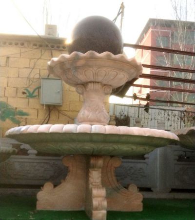 晚霞紅石雕風水球噴泉