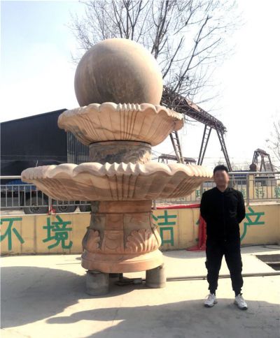 大型晚霞紅風水球水缽