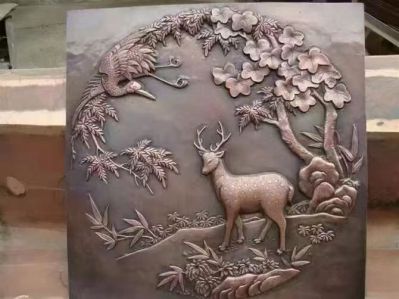 鹿鶴呈祥浮雕