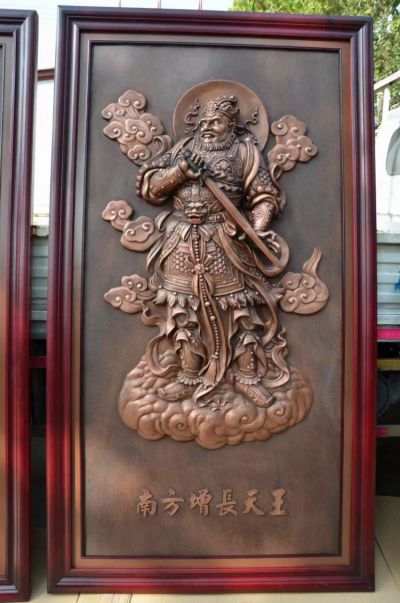 南方增長(zhǎng)天王紫銅鍛造高浮雕佛像裝飾畫(huà)