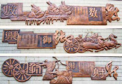 六藝鍛銅浮雕之?dāng)?shù)、御、射