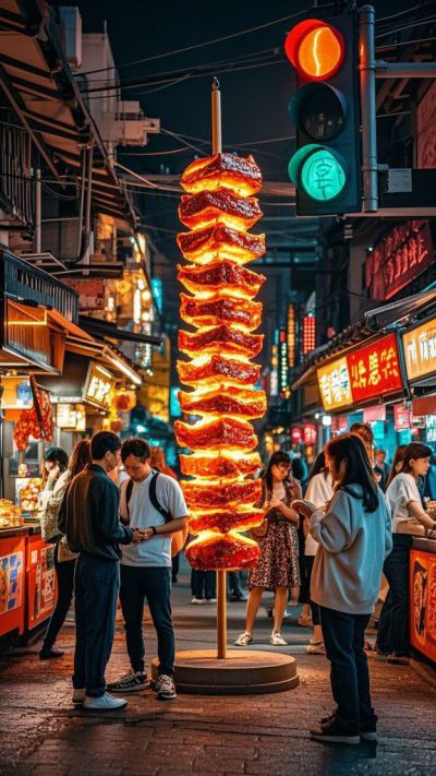 玻璃鋼發光烤串雕塑