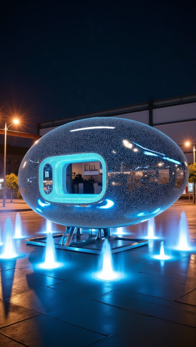 水景裝飾滿天星不銹鋼發光橢圓球雕塑