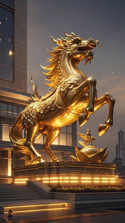 賓館酒店大門龍馬景觀不銹鋼雕塑