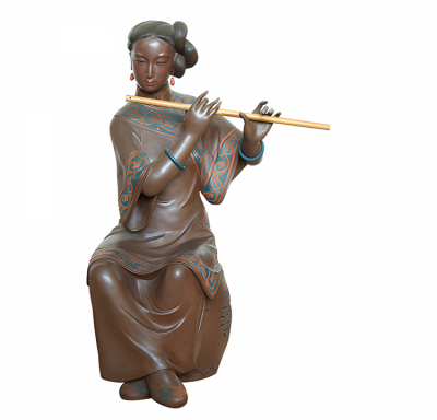 創意玻璃鋼吹笛子的人物雕塑